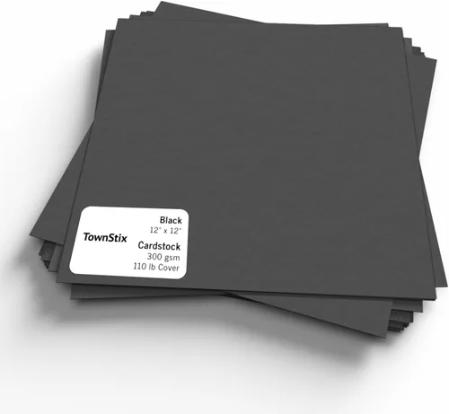 25 hojas, papel de cartulina negro pesado, 110 libras, 12 x 12 pulgadas