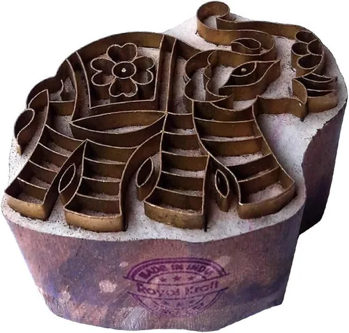 Miniatura 37 de Sello de Arcilla de Madera con Patrón de Loto de Latón para Impresión Rural BSCtag001
