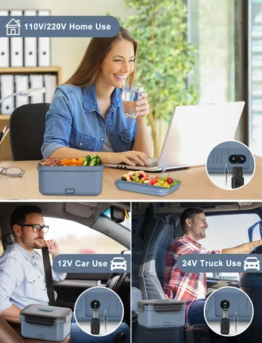 Miniatura 7 de Fiambrera Eléctrica Calentador de Alimentos, Nuevo Calentador de Alimentos Portátil de 100W, Lonchera Calentada para Adultos Automóvil/Hogar
