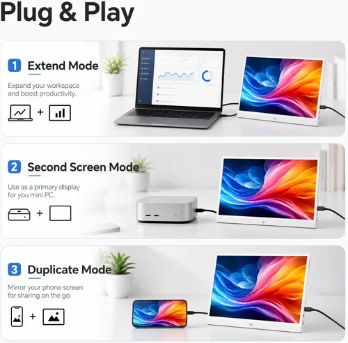 Miniatura 5 de KTC Portable Monitor 15.6 Inch, 1080P FHD USB-C HDMI Laptop Screen for Laptop Phone Mac PS5 Xbox Switch, IPS HDR Travel Second Screen Monitor