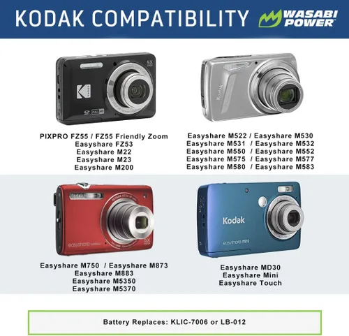 Miniatura 4 de Wasabi Power Batería (paquete de 2) y cargador para Kodak KLIC-7006, LB-012 y Kodak PIXPRO FZ55, FZ53