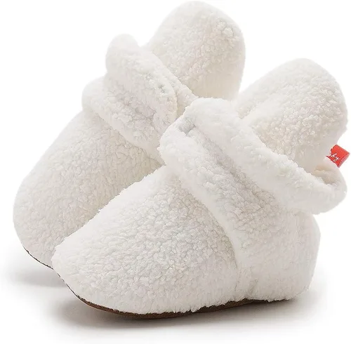 Miniatura 133 de Botines de forro polar para bebés, niños y niñas, pantuflas antideslizantes con agarre suave, zapatos de calcetín para recién nacidos, cuna