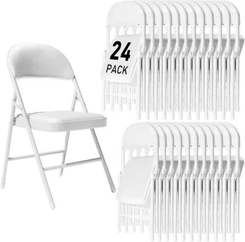 Miniatura 8 de Paquete de 4 sillas plegables negras con cojín acolchado y respaldo para exteriores, sillas plegables comerciales apilables portátiles con marco