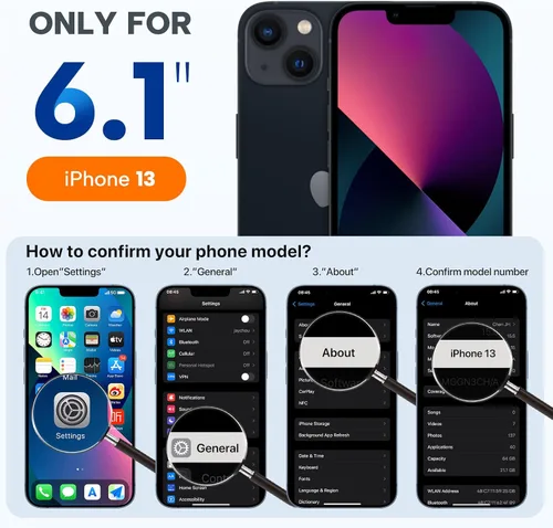 Miniatura 7 de Miracase Funda diseñada para iPhone 13, con protector de pantalla de vidrio templado, forro de microfibra suave antiarañazos, funda de goma