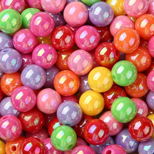 Cuentas acrílicas de 0.472 pulgadas, 250 cuentas redondas de burbujas de color arcoíris para manualidades, joyería, fabricación de collares