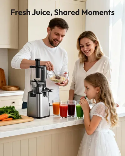 Miniatura 9 de Máquinas de exprimidor, exprimidor de prensa fría EUHOMY con tolva de alimentación ancha de 5.8" para verduras y frutas enteras con 400W, alto Negro