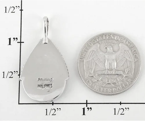 Miniatura 4 de Collar con colgante de turquesa de plata de ley 925, turquesa auténtica (con cadena de 20 pulgadas), Metal Gema, comprimida-turquesa