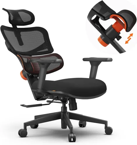 Miniatura 11 de Newtral Silla de oficina ergonómica, silla de escritorio de oficina en casa, silla de oficina grande y alta, soporte lumbar de seguimiento Negro