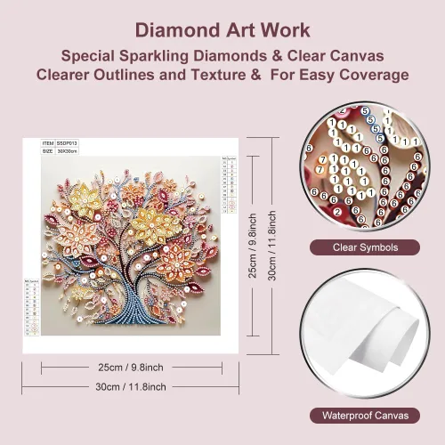 Miniatura 5 de SJUTOUCI Kits de pintura de diamantes para adultos, árbol de la vida 5D con forma especial de diamantes de imitación para principiantes, diamantes