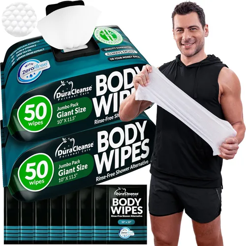 Miniatura 7 de DuraCleanse - Toallitas de limpieza corporal sin enjuague para adultos, extragruesas y desechables para incontinencia y campamento, 100 toallitas XL