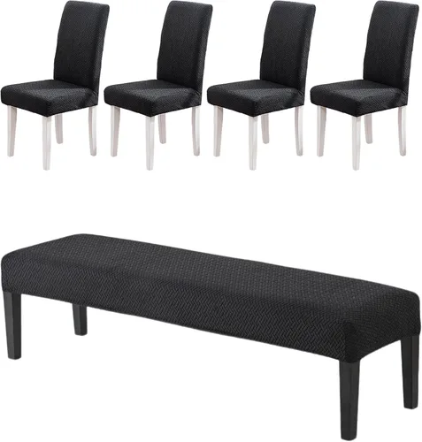 Miniatura 31 de CRFATOP 4 Piezas de Fundas Elásticas para Silla de Comedor con Funda para Banco Fundas Impresas para Silla de Comedor Fundas para Cojín de Asiento