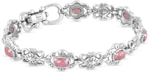 Miniatura 50 de American West Jewelry Pulsera de plata de ley con piedras preciosas de eslabones de concha, tallas pequeñas a grandes