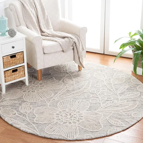 Miniatura 20 de SAFAVIEH Jardin Collection - Alfombra de pasillo, 2 pies 3 pulgadas x 8 pies, azul y marfil, lana floral hecha a mano, ideal para zonas de alto