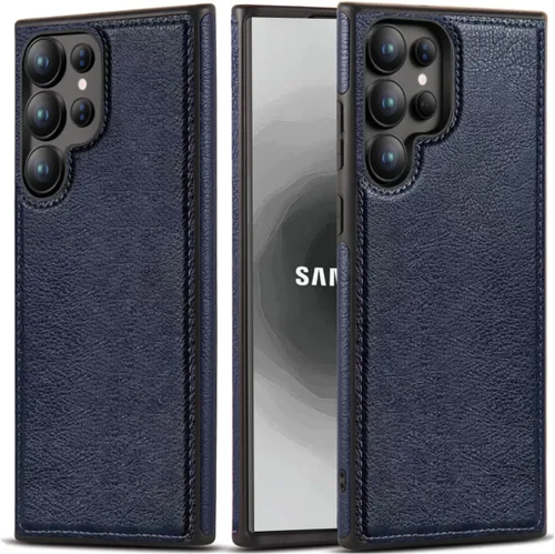 Miniatura 13 de Diseño compatible con Samsung Galaxy S22 Ultra 5G, funda de cuero de lujo, delgada, antideslizante, agarre suave, a prueba de golpes, funda Marrón