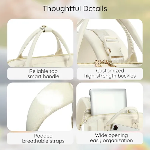 Miniatura 6 de AIJIEKE Bolsa de pañales, mochila grande para pañales de bebé de gran apertura, bolsa de viaje multifuncional para bebé, bolsa de pañales con Beige