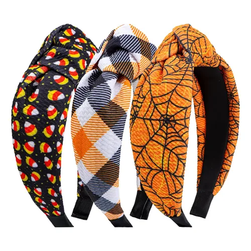 Miniatura 13 de YanJie Diademas anudadas de Halloween para mujeres y niñas, accesorios para el cabello espeluznantes de fantasma, calabaza, accesorios
