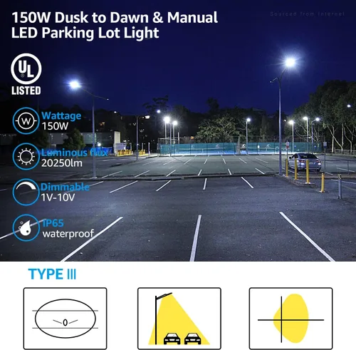 Miniatura 2 de LEONLITE Luz LED de estacionamiento de 150 W, soporte de brazo ajustable, 20,250 lm UL y DLC, 1-10 V regulable, luz de poste de caja de zapatos