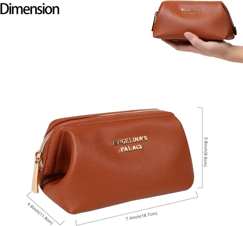 Miniatura 2 de Angelina's Palace Bolsa de maquillaje de viaje impermeable de cuero vegano, organizador de artículos de tocador oriental estilo retro, bolsa de Negro