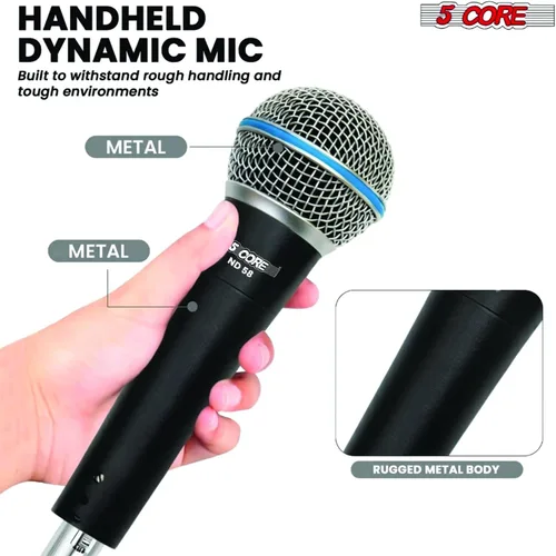 Miniatura 3 de 5 CORE Micrófono cardioide dinámico para canto de karaoke Micrófono profesional con cable XLR para escenario y estudio con imán de neodimio - ND 58