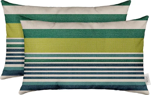 Miniatura 17 de RSH DECOR: Sunbrella - Juego de 4 almohadas lumbares, 20 x 12 pulgadas, tela de rendimiento resistente al agua y a la decoloración, fundas