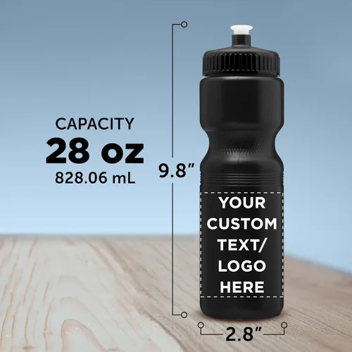Miniatura 5 de DISCOUNT PROMOS Juego de botellas de agua de plástico personalizadas de 28 onzas, 10/50/100, paquete personalizado a granel, perfectas