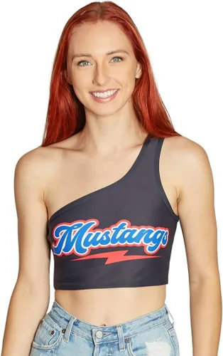 Miniatura 8 de Lojobands Camiseta sin mangas de un hombro para mujer, para portón trasero, talla única Miami University Redhawks - Negro