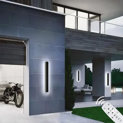 Miniatura 28 de Paquete de 2 luces de pared para exteriores de 39 pulgadas, montaje en pared, aplique moderno para exteriores, iluminación exterior lineal larga LED