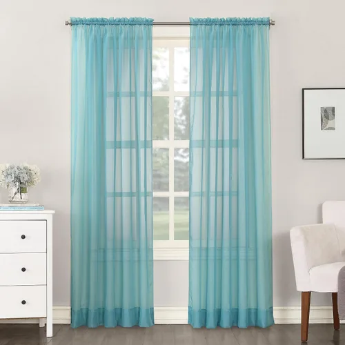 Miniatura 14 de No. 918 Emily Panel de Cortina Transparente de Gasa con Bolsillo para Barra para Puerta Lateral, 28" x 72", Cáscara de Huevo