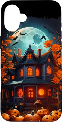 Miniatura 21 de Funda para iPhone 11 Pro Max Halloween espeluznante casa embrujada murciélagos y calabazas talladas