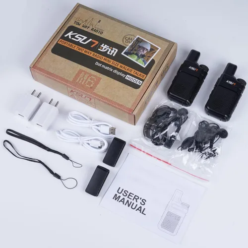 Miniatura 5 de KSUN Walkie Talkies con auricular y micrófono 22 canales resistente a las caídas, mini pantalla de largo alcance VOX 4000mAh batería recargable