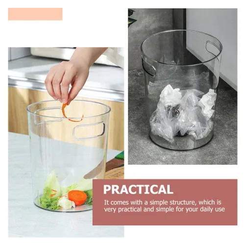 Miniatura 9 de Alipis 1 cubo de basura transparente con asa, cubo de basura de oficina, pequeño bote de basura redondo de plástico para baño, cocina, dormitorio