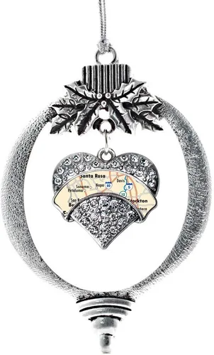 Miniatura 45 de Inspired Silver - Red Merry - Adorno de Navidad plateado - Adorno de árbol de Navidad con dije de corazón con circonita cúbica - Decoración colgante