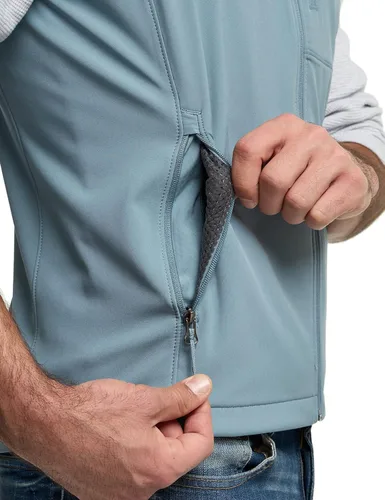 Miniatura 6 de TSLA - Chaleco Softshell sin mangas para hombre, chaleco cortavientos con cremallera completa, chaleco de senderismo, golf, viajes al aire libre.