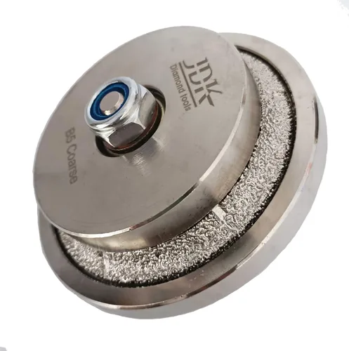 Miniatura 2 de JDK B5 Diamond Hand Profiler Wheel Broca de enrutador soldado al vacío grueso 5/8 ''-11 rosca Demi Half Bullnose 3/16 pulgadas forma para piedra