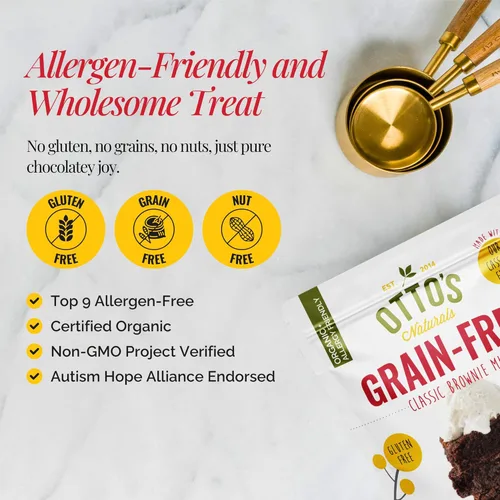 Miniatura 5 de Mezcla de brownie clásica sin granos de Otto's Naturals, 11.1 Oz., Libre de los 9 principales alérgenos, harina de yuca orgánica, sin gluten,