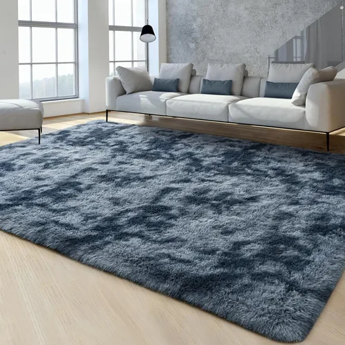 Miniatura 28 de FlyDOIT Alfombras Grandes para Sala de Estar, 5x8 Pies Alfombra Shaggy Teñida con Tie-Dye Gris Oscuro, Alfombras Mullidas Tipo Manta, Alfombras