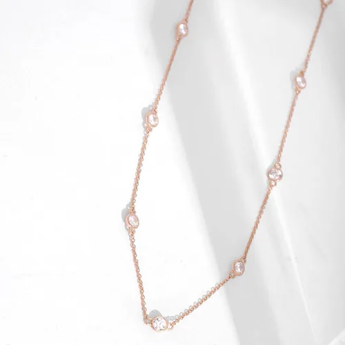Miniatura 3 de Tienda Collection Platinum or Gold Plated Sterling Silver Station Necklace made with Infinite Elements Zirconia