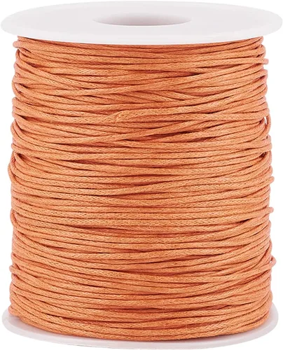 Cordón de algodón encerado de 100 yardas, hilo de algodón trenzado naranja oscuro, cuerda de cuentas trenzada, cuerda para collar, pulsera, collar