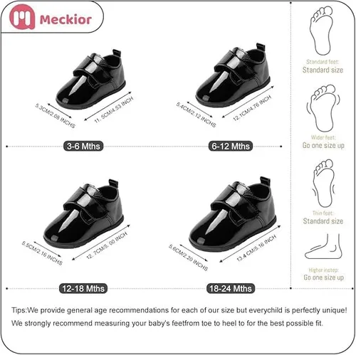 Miniatura 6 de Meckior Mocasines clásicos de piel sintética para bebés, niños y niñas, zapatos de vestir Oxford para primeros pasos, zapatos planos para cuna