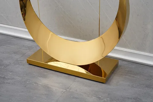 Miniatura 6 de Mesa de centro de cristal de lujo, mesa de centro de sofá de 47 pulgadas con marco de acero inoxidable dorado y parte superior de vidrio negro, mesa