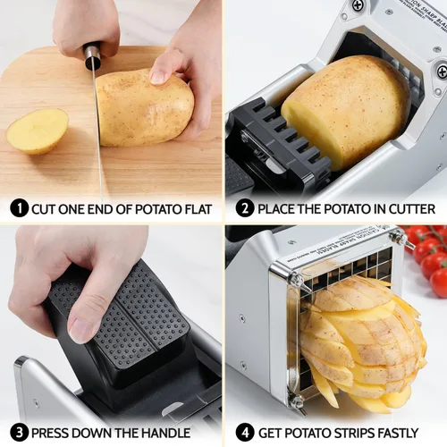 Miniatura 6 de Cortador de papas, Sopito con hoja de acero inoxidable para freír papas fritas de 1/2 pulgada, ideal para papas, zanahorias y pepinos, uso doméstico