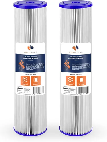 Aquaboon Cartucho de filtro de agua de sedimento plisado para toda la casa, 1 micrón, repuesto de filtro de pozo de 20 x 4.5 pulgadas, compatible