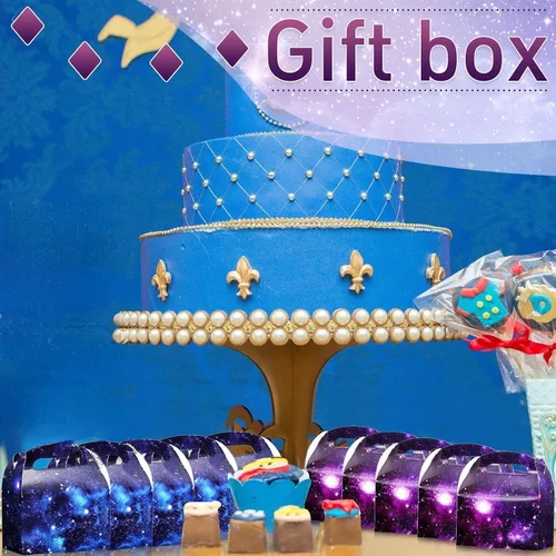 Miniatura 7 de Nezyo 24 cajas de regalo de fiesta espacial de 4.8 x 2.4 x 5.2 pulgadas, cajas pequeñas de galaxia a dos aguas, sistema solar, planeta, cartón