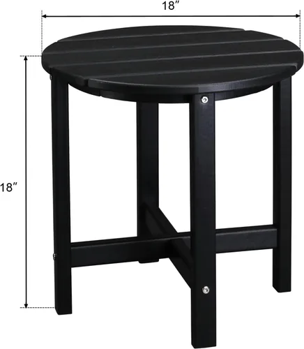Miniatura 3 de Mesa auxiliar de patio, mesa de patio compuesta para piscina, mesas auxiliares de polietileno de alta densidad para patio trasero, piscina, Negro