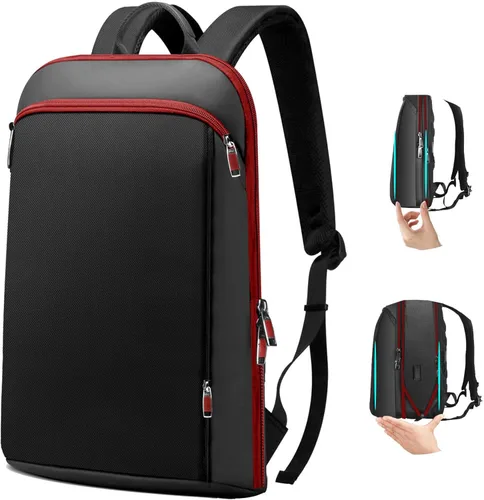ZINZ Mochila delgada y expandible para laptop de 15, 15.6 y 16 pulgadas, antirrobo, bolsa de viaje de negocios con USB, mochila multiusos de gran