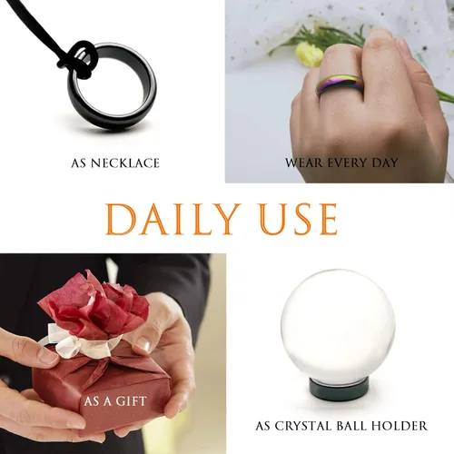 Miniatura 17 de Morchic - Anillos unisex de piedras de hematita, para equilibrar ansiedad, chakra raíz, (paquete de tamaños mixtos)