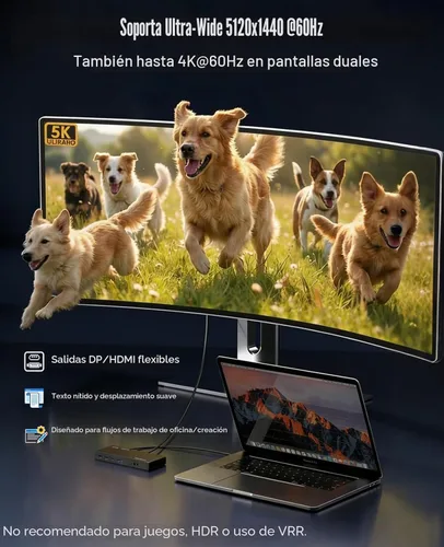 Miniatura 4 de WAVLINK Estación de acoplamiento universal Pro Dual 4K a 60Hz Base USB 3.0/USB-C para laptop Mac (M1-M5, Neo) y Windows 2 HDMI/DP, Gigabit