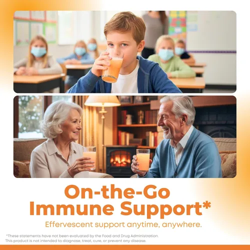 Miniatura 6 de LOVITA Comprimidos efervescentes de apoyo inmunológico 4 en 1 de defensa de vitamina C, 20 unidades, VIT D3, zinc, selenio, soporte antioxidante