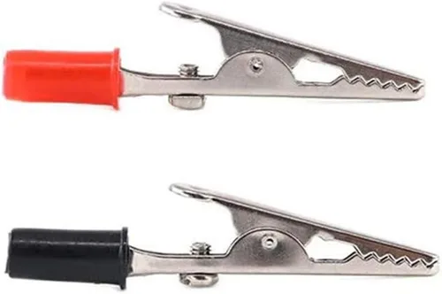 Miniatura 5 de Pinzas de cocodrilo de metal abrazaderas de prueba eléctricas con manos de plástico Kit rojo negro 20PCS