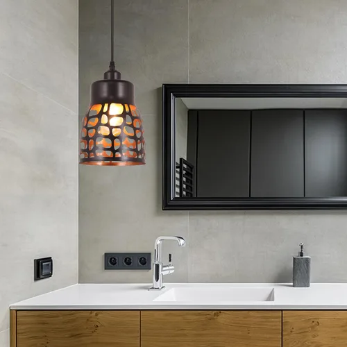 Miniatura 8 de baunoisk Lámpara colgante industrial vintage lámpara colgante retro casa de campo lámpara colgante de techo negro metal creativo geométrico diamante